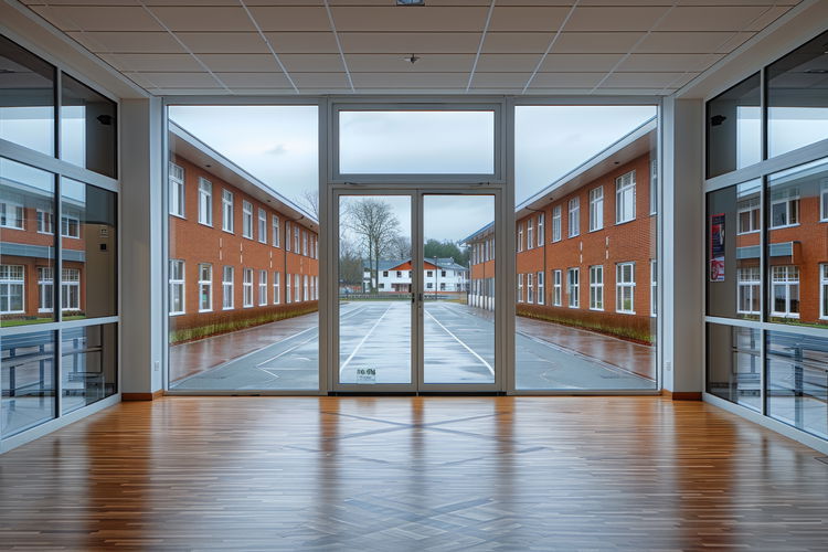School Building with Modern Windows